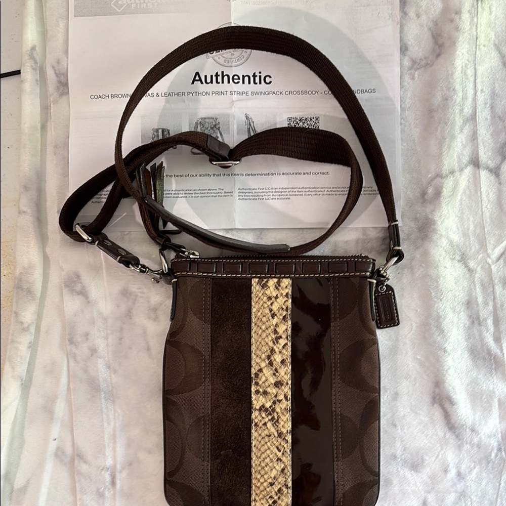 Coach Brown Tan Crossbody Bag with Sleek Design